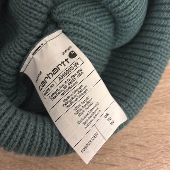 Carhartt Green Knit Pom Pom Cuffed Beanie Hat NWT - Picture 7 of 7